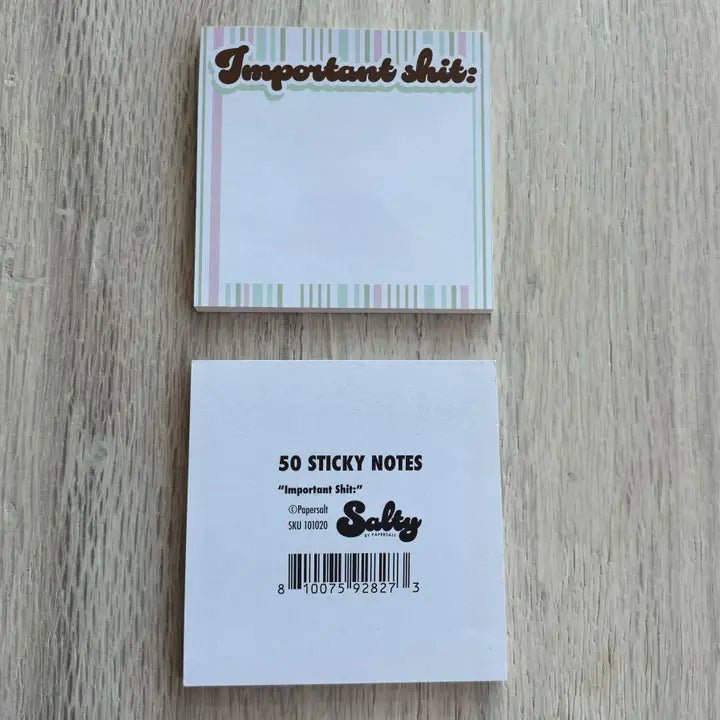 Important Shit Sticky Notes (3x3" Post It's with 50 Sheets)