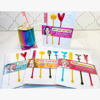 Funny Retro Birthday Party Drink Stirrers (Set of 4)