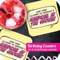 One Year Closer to Needing a Handrail Paper Coaster Set