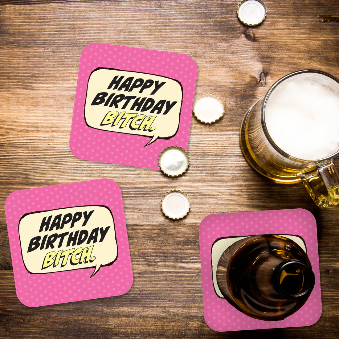 Happy Birthday Bitch Paper Coaster Set