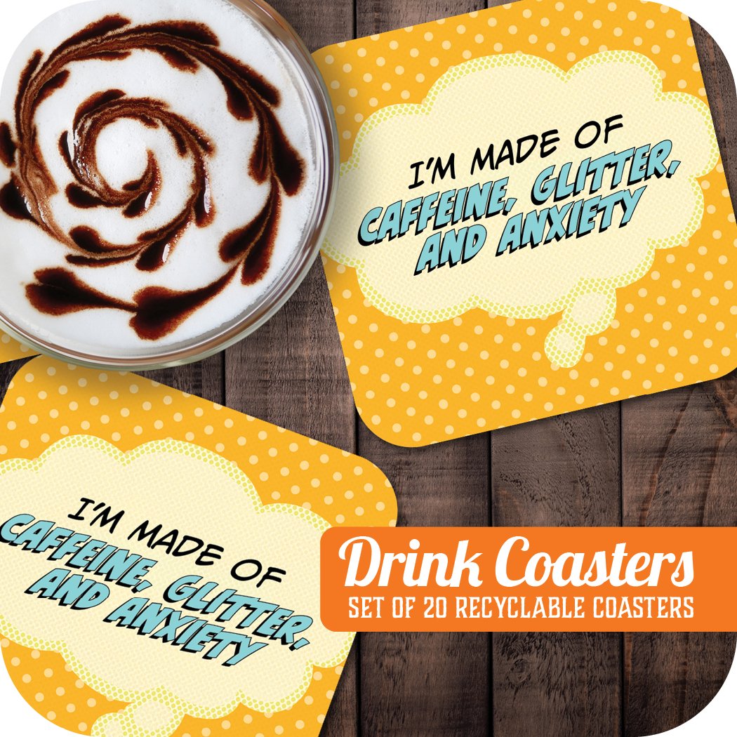 I'm Made of Caffeine, Glitter, and Anxiety Paper Coaster Set